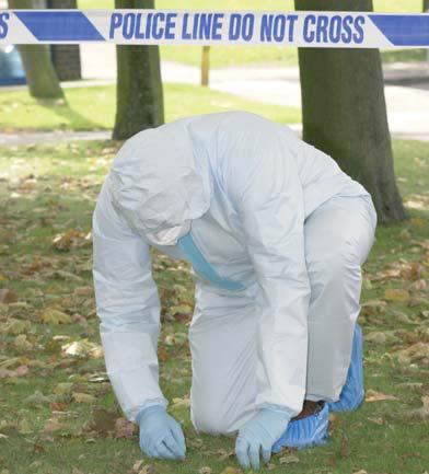 Police forensic investigator at a crime scene